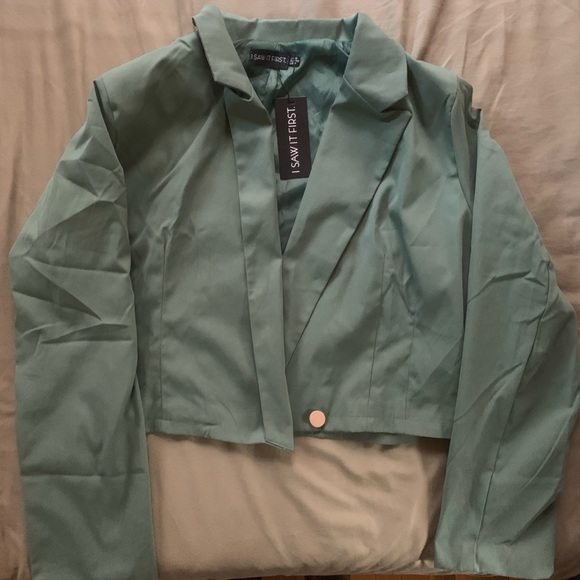 Cropped blazer in teal - Picture 3 of 5